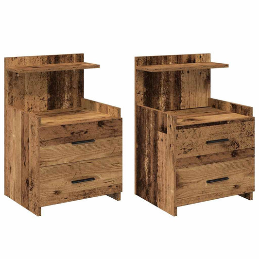 Bedside Cabinets 2 pcs with 2 Drawers Old Wood 40x36.5x62 cm Bedside Cabinets 2 pcs with 2 Drawers Old Wood 40x36.5x62 cm