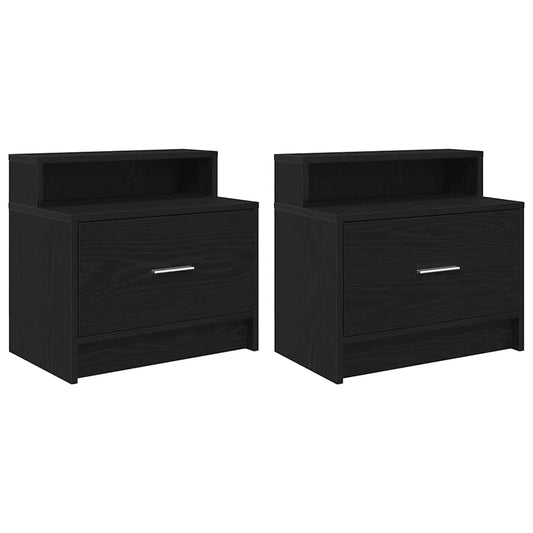 Bedside Cabinets with Drawer 2 pcs Black Oak 51x31x47 cm Bedside Cabinets with Drawer 2 pcs Black Oak 51x31x47 cm