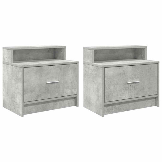 Bedside Cabinets with Drawer 2 pcs Concrete Grey 51x31x47 cm Bedside Cabinets with Drawer 2 pcs Concrete Grey 51x31x47 cm