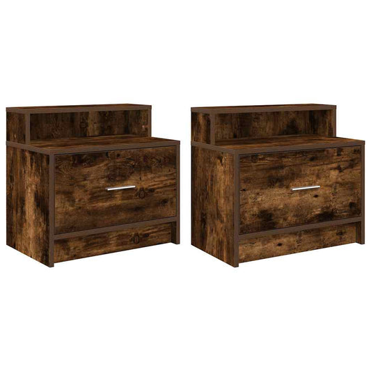 Bedside Cabinets with Drawer 2 pcs Smoked Oak 51x31x47 cm Bedside Cabinets with Drawer 2 pcs Smoked Oak 51x31x47 cm