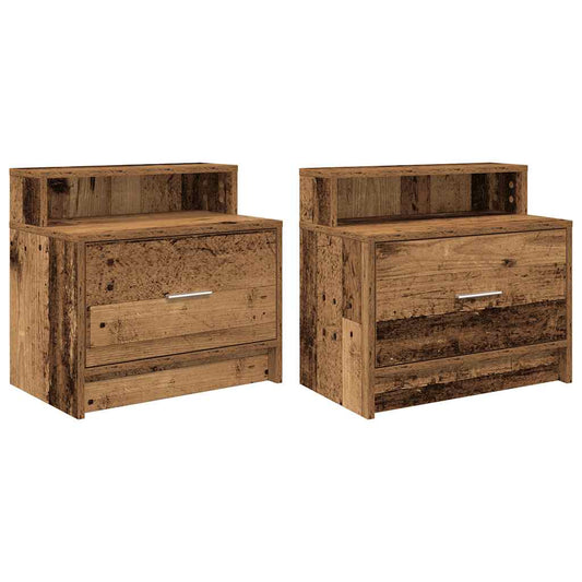 Bedside Cabinets with Drawer 2 pcs Old Wood 51x31x47 cm Bedside Cabinets with Drawer 2 pcs Old Wood 51x31x47 cm