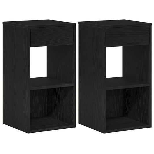 Bedside Cabinets with Drawer 2 pcs Black Oak 35x34x66,5 cm Bedside Cabinets with Drawer 2 pcs Black Oak 35x34x66,5 cm