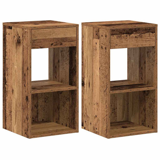 Bedside Cabinets with Drawer 2 pcs Old Wood 35x34x66.5 cm Bedside Cabinets with Drawer 2 pcs Old Wood 35x34x66.5 cm