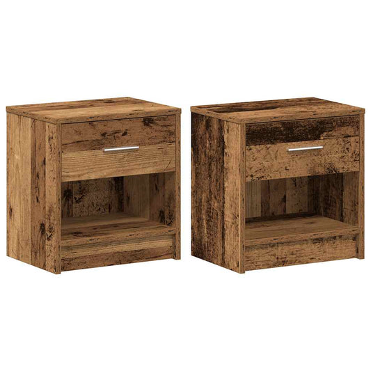 Bedside Cabinets 2 pcs with Drawer Old Wood 39x28x41 cm Bedside Cabinets 2 pcs with Drawer Old Wood 39x28x41 cm