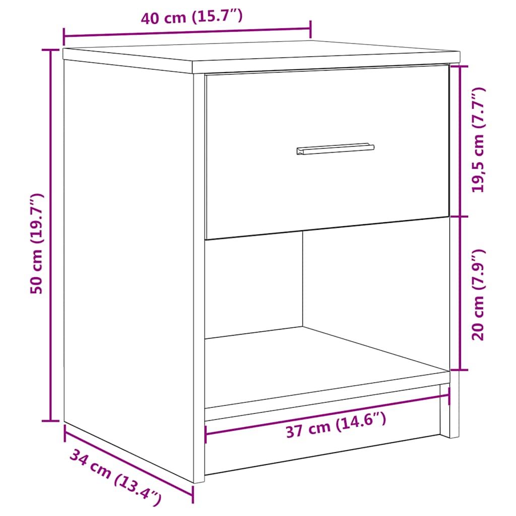 Bedside Cabinets 2 pcs with Drawer Black 40x34x50 cm