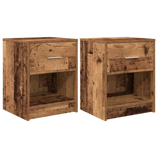 Bedside Cabinets 2 pcs with Drawer Old Wood 40x34x50 cm Bedside Cabinets 2 pcs with Drawer Old Wood 40x34x50 cm