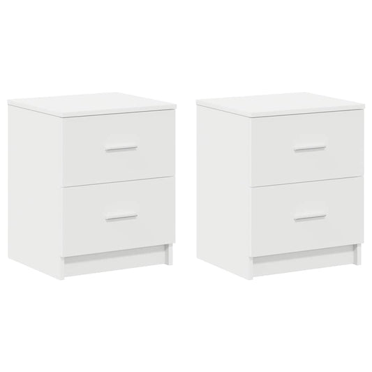 Bedside Cabinet | Set of 2 | White | Engineered wood | Rectangular Bedside Cabinet | Set of 2 | White | Engineered wood | Rectangular