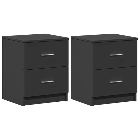 Bedside Cabinets 2 pcs with 2 Drawers Black 40x36x50 cm Bedside Cabinets 2 pcs with 2 Drawers Black 40x36x50 cm
