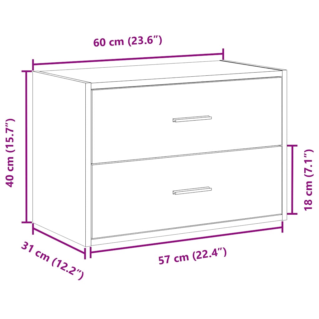 Cabinet with 2 Drawers Smoked Oak 60x31x40 cm Engineered Wood