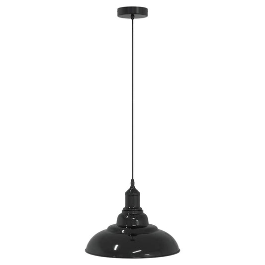 Pendant Lamp Height Adjustable E27 Gloss Black Ø 31 cm Metal Pendant Lamp Height Adjustable E27 Gloss Black Ø 31 cm Metal