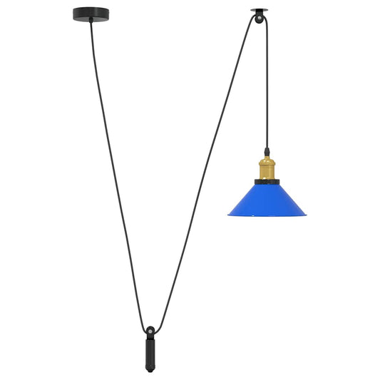 Pendant Lamp Height Adjustable E27 Gloss Dark Blue Ø 22 cm Metal Pendant Lamp Height Adjustable E27 Gloss Dark Blue Ø 22 cm Metal