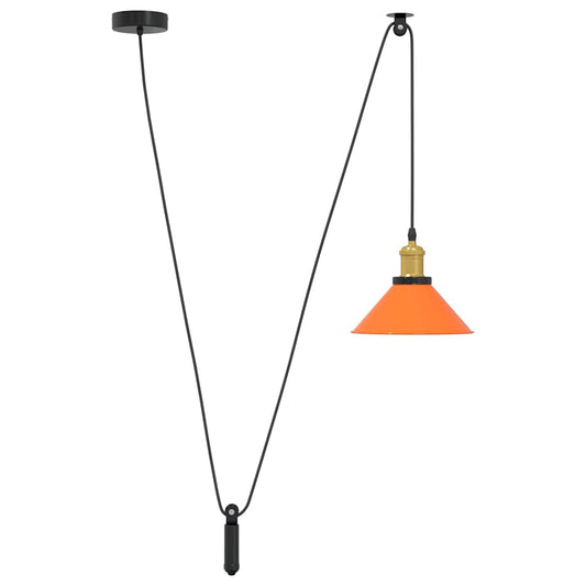 Pendant Lamp Height Adjustable E27 Gloss Orange Ø 22 cm Metal Pendant Lamp Height Adjustable E27 Gloss Orange Ø 22 cm Metal