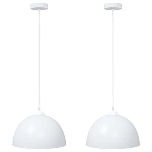Pendant Lamps 2 pcs Height Adjustable E27 White Ø 30 cm Metal Pendant Lamps 2 pcs Height Adjustable E27 White Ø 30 cm Metal