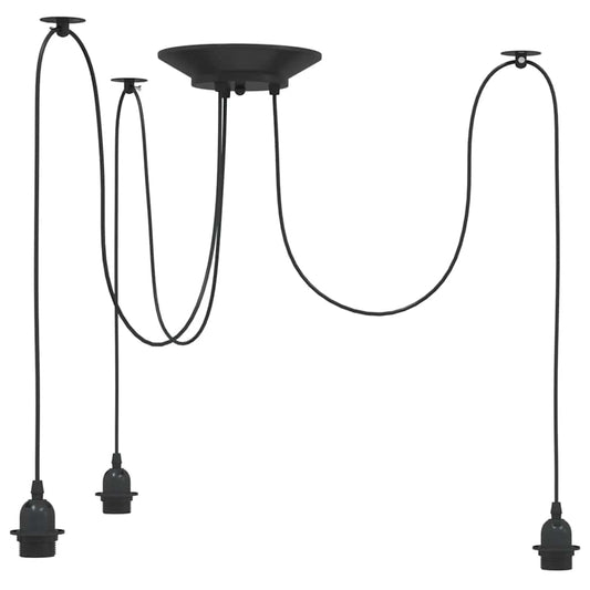 Pendant Lamp with 3 Lamp Holders E27 Black Metal Pendant Lamp with 3 Lamp Holders E27 Black Metal