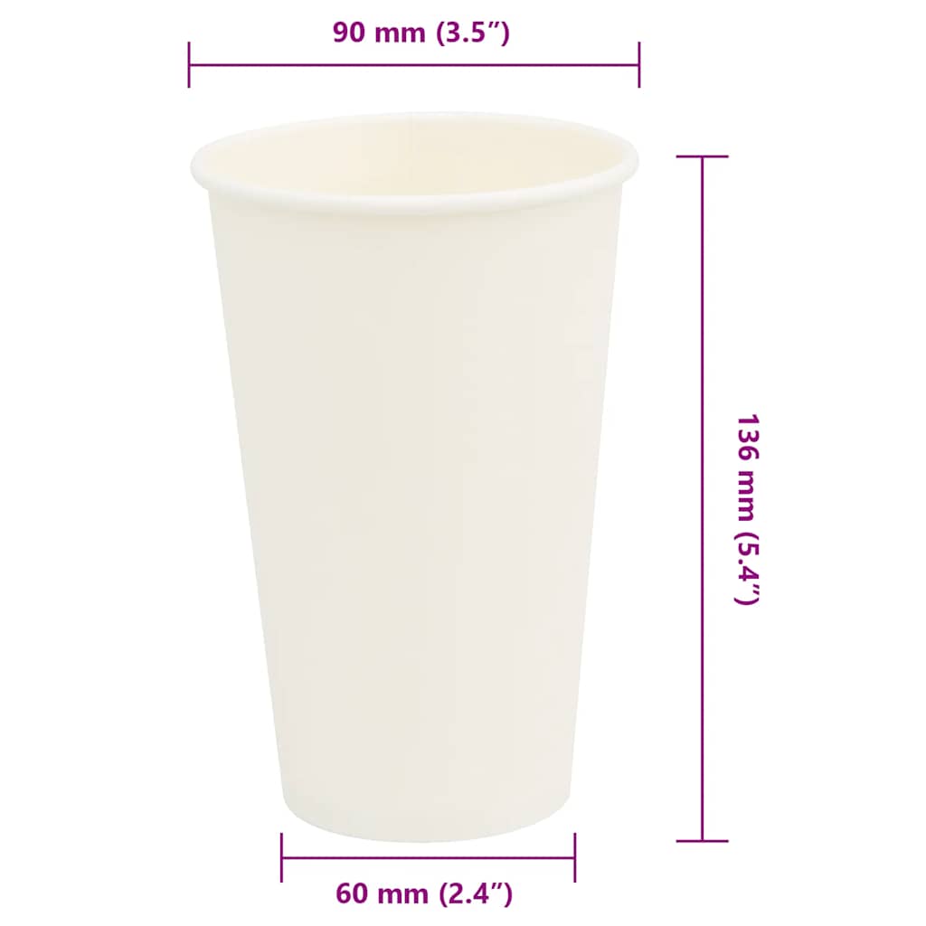 Paper Coffee Cups 1000 pcs 16oz 400ml White