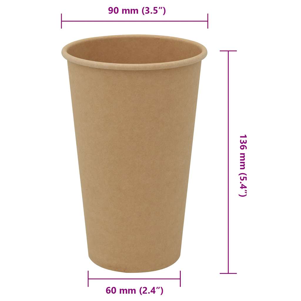 Paper Coffee Cups 1000 pcs 16oz 400ml Brown