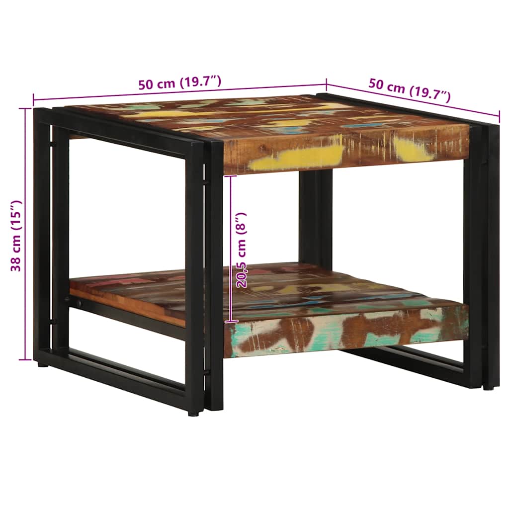 Coffee Table Multicolour 50x50x38 cm Solid Wood Reclaimed