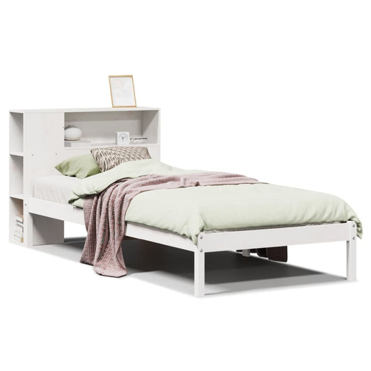 Bookcase Bed without Mattress White 75x190 cm Small Single Solid Wood Pine Bookcase Bed without Mattress White 75x190 cm Small Single Solid Wood Pine