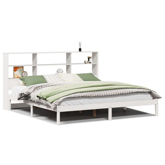 Bookcase Bed without Mattress White 180x200 cm Super King Solid Wood Pine Bookcase Bed without Mattress White 180x200 cm Super King Solid Wood Pine