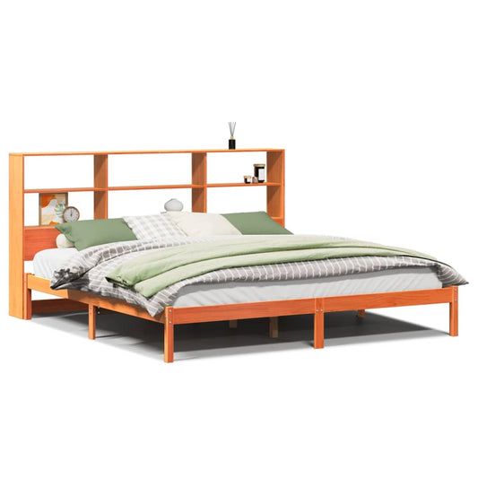 Bookcase Bed without Mattress Wax Brown 200x200 cm Solid Wood Pine Bookcase Bed without Mattress Wax Brown 200x200 cm Solid Wood Pine