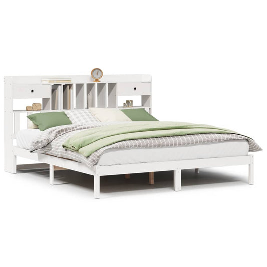 Bookcase Bed without Mattress White 180x200 cm Super King Solid Wood Pine Bookcase Bed without Mattress White 180x200 cm Super King Solid Wood Pine