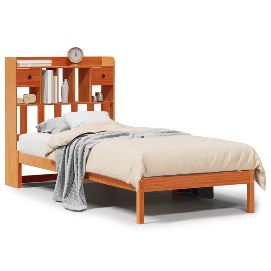 Bookcase Bed without Mattress Wax Brown 75x190 cm Small Single Solid Wood Pine Bookcase Bed without Mattress Wax Brown 75x190 cm Small Single Solid Wood Pine