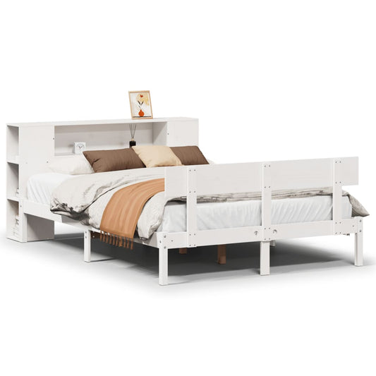 Bookcase Bed without Mattress White 135x190 cm Solid Wood Pine Bookcase Bed without Mattress White 135x190 cm Solid Wood Pine