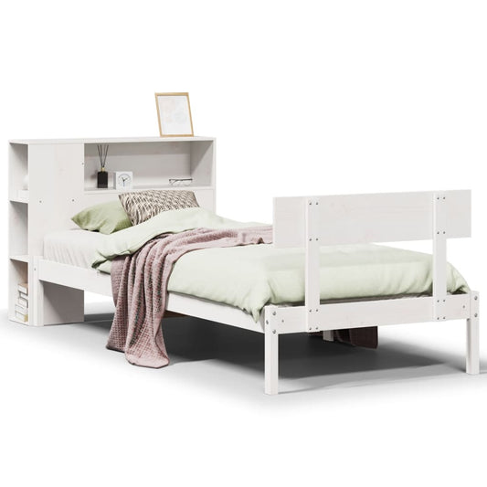 Bookcase Bed without Mattress White 75x190 cm Small Single Solid Wood Pine Bookcase Bed without Mattress White 75x190 cm Small Single Solid Wood Pine