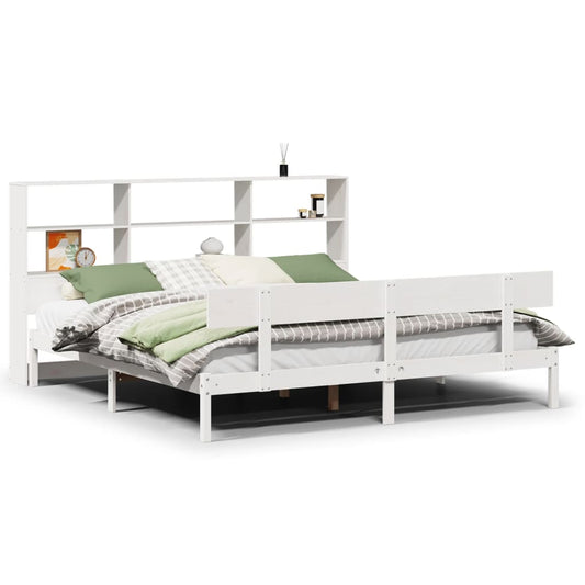 Bookcase Bed without Mattress White 180x200 cm Super King Solid Wood Pine Bookcase Bed without Mattress White 180x200 cm Super King Solid Wood Pine