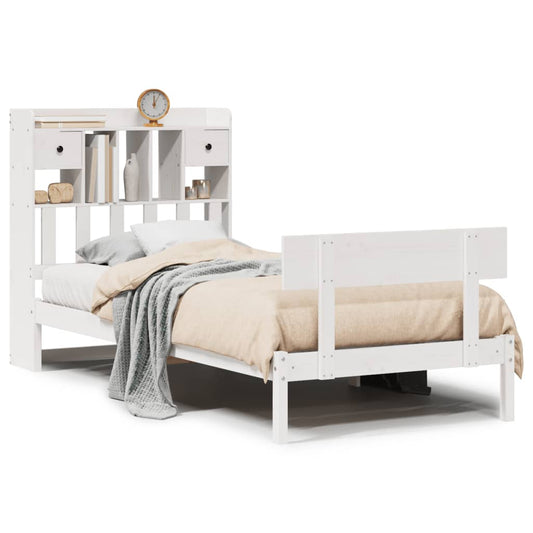 Bookcase Bed without Mattress White 75x190 cm Small Single Solid Wood Pine Bookcase Bed without Mattress White 75x190 cm Small Single Solid Wood Pine