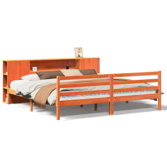 Bookcase Bed without Mattress Wax Brown 200x200 cm Solid Wood Pine Bookcase Bed without Mattress Wax Brown 200x200 cm Solid Wood Pine