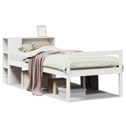Bookcase Bed without Mattress White 75x190 cm Small Single Solid Wood Pine Bookcase Bed without Mattress White 75x190 cm Small Single Solid Wood Pine