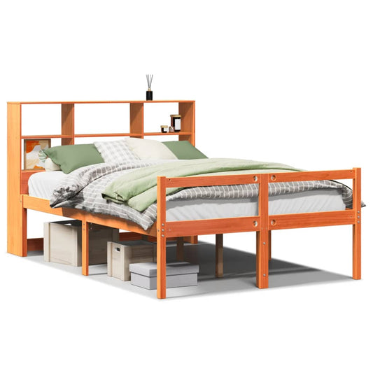 Bookcase Bed without Mattress Wax Brown 120x190 cm Small Double Solid Wood Bookcase Bed without Mattress Wax Brown 120x190 cm Small Double Solid Wood