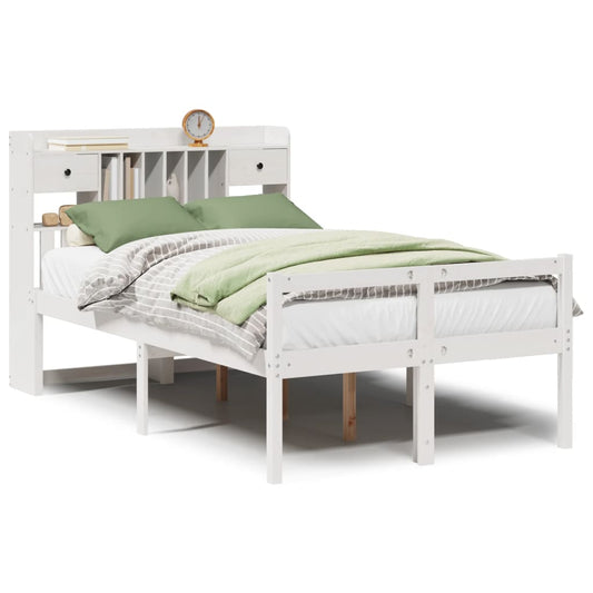 Bookcase Bed without Mattress White 135x190 cm Doouble Solid Wood Pine Bookcase Bed without Mattress White 135x190 cm Doouble Solid Wood Pine