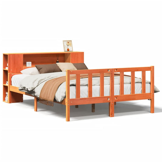 Bookcase Bed without Mattress Wax Brown 150x200 cm King Size Solid Wood Bookcase Bed without Mattress Wax Brown 150x200 cm King Size Solid Wood