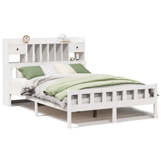 Bookcase Bed without Mattress White 150x200 cm King Size Solid Wood Pine Bookcase Bed without Mattress White 150x200 cm King Size Solid Wood Pine