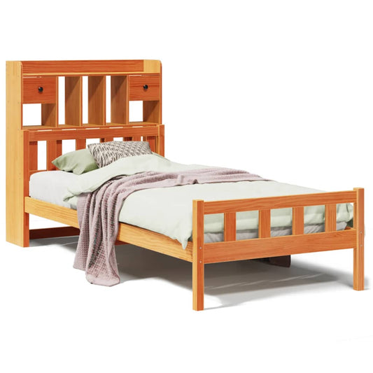 Bookcase Bed without Mattress Wax Brown 75x190 cm Small Single Solid Wood Pine Bookcase Bed without Mattress Wax Brown 75x190 cm Small Single Solid Wood Pine