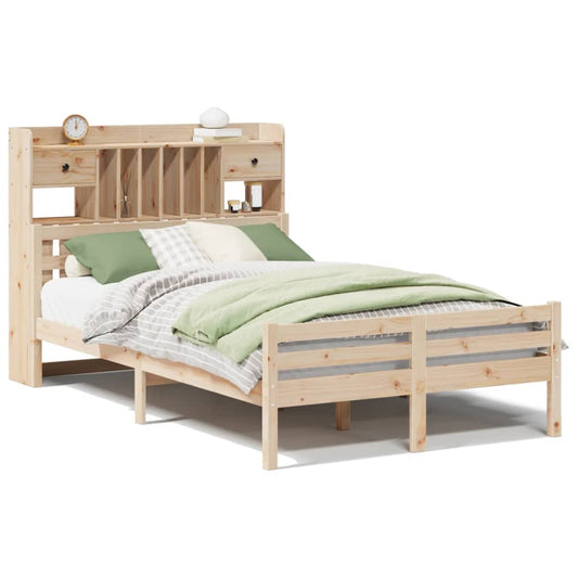 Bookcase Bed without Mattress 135x190 cm Double Solid Wood Pine Bookcase Bed without Mattress 135x190 cm Double Solid Wood Pine