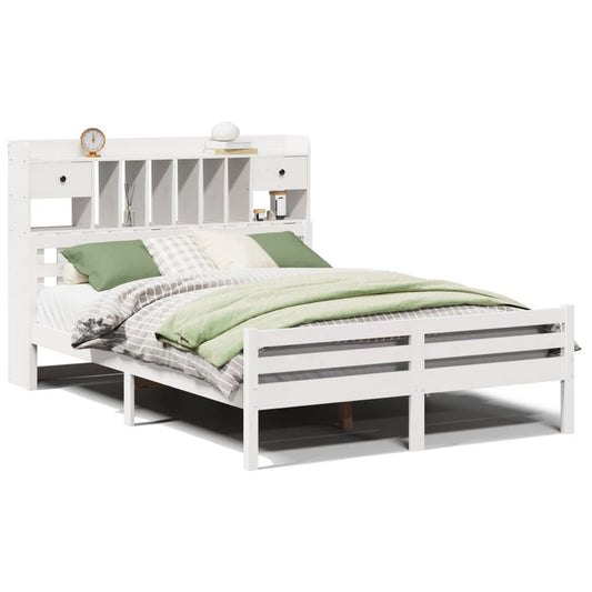 Bookcase Bed without Mattress White 140x200cm Solid Wood Pine Bookcase Bed without Mattress White 140x200cm Solid Wood Pine