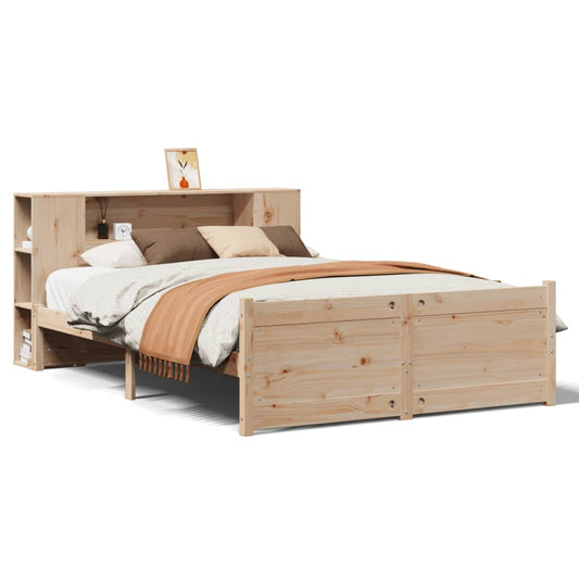 Bookcase Bed without Mattress 135x190cm Double Solid Wood Pine Bookcase Bed without Mattress 135x190cm Double Solid Wood Pine