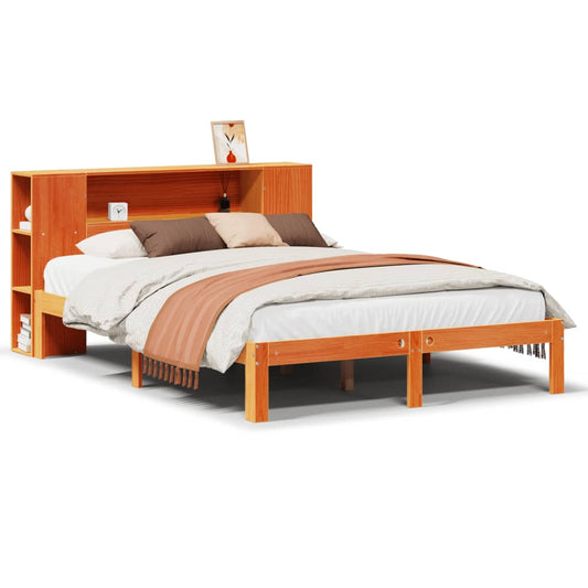 Bookcase Bed without Mattress Wax Brown 140x200cm Solid Wood Pine Bookcase Bed without Mattress Wax Brown 140x200cm Solid Wood Pine