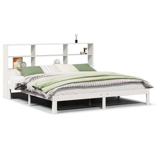 Bookcase Bed without Mattress White 180x200 cm Super King Solid Wood Pine Bookcase Bed without Mattress White 180x200 cm Super King Solid Wood Pine