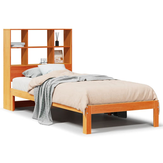 Bookcase Bed without Mattress Wax Brown 100x200cm Solid Wood Pine Bookcase Bed without Mattress Wax Brown 100x200cm Solid Wood Pine