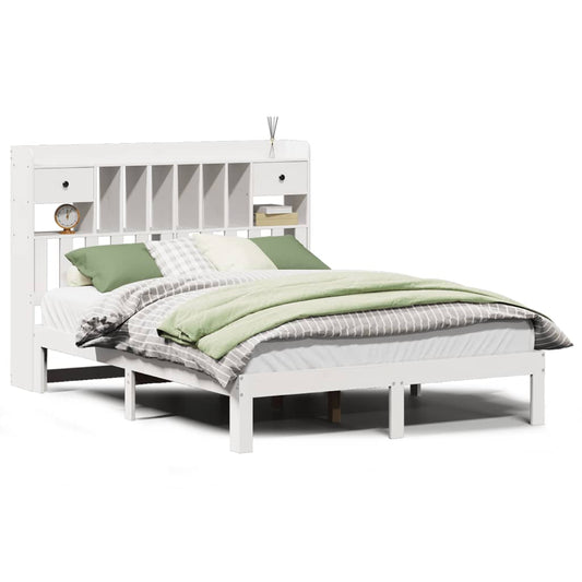 Bookcase Bed without Mattress White 135x190cm Solid Wood Pine Bookcase Bed without Mattress White 135x190cm Solid Wood Pine