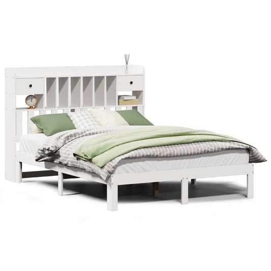 Bookcase Bed without Mattress White 140x190cm Solid Wood Pine Bookcase Bed without Mattress White 140x190cm Solid Wood Pine