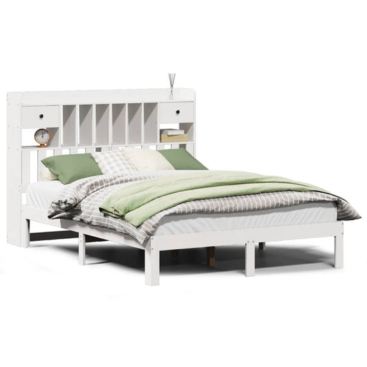 Bookcase Bed without Mattress White 140x200cm Solid Wood Pine Bookcase Bed without Mattress White 140x200cm Solid Wood Pine