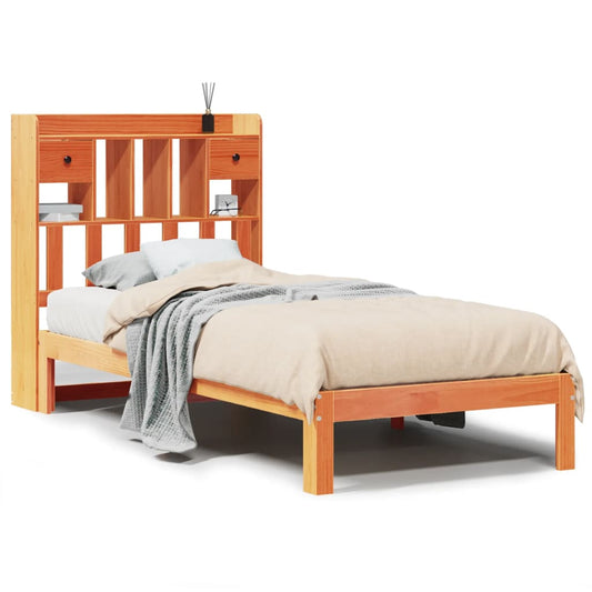 Bookcase Bed without Mattress Wax Brown 75x190cm Solid Wood Pine Bookcase Bed without Mattress Wax Brown 75x190cm Solid Wood Pine