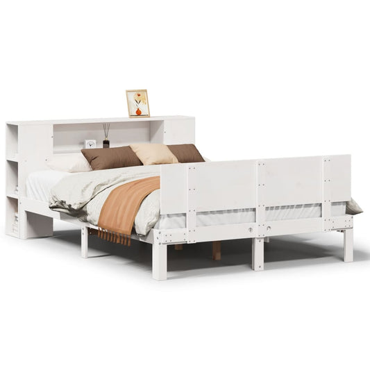 Bookcase Bed without Mattress White 150x200 cm King Size Solid Wood Pine Bookcase Bed without Mattress White 150x200 cm King Size Solid Wood Pine