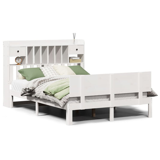 Bookcase Bed without Mattress White 140x200cm Solid Wood Pine Bookcase Bed without Mattress White 140x200cm Solid Wood Pine