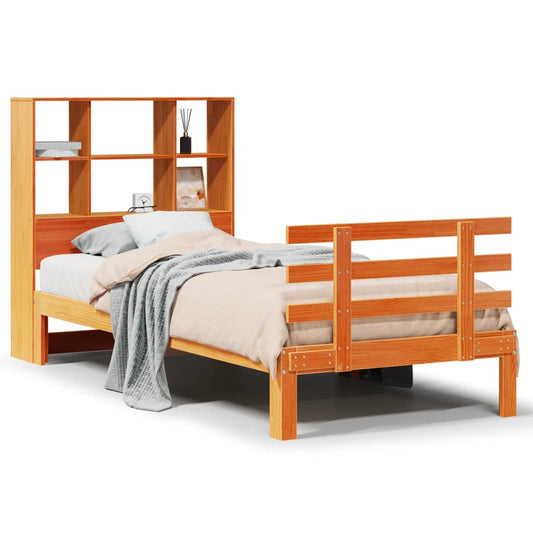 Bookcase Bed without Mattress Wax Brown 100x200cm Solid Wood Pine Bookcase Bed without Mattress Wax Brown 100x200cm Solid Wood Pine
